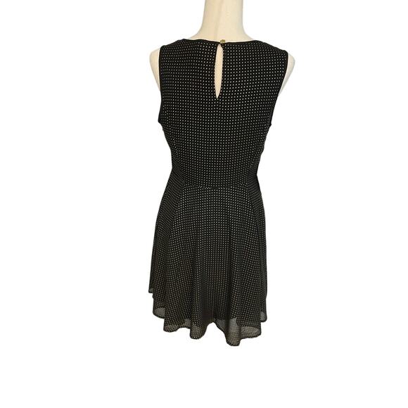 Express black gold dot texture sleeveless flare party cocktail dress women's 8 - Picture 3 of 8